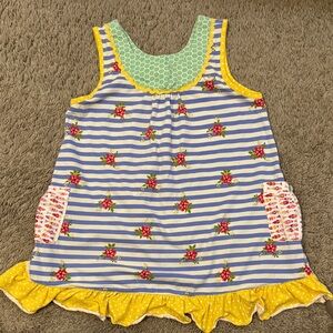 Matilda Jane Striped Floral Tank with Yellow Ruffle